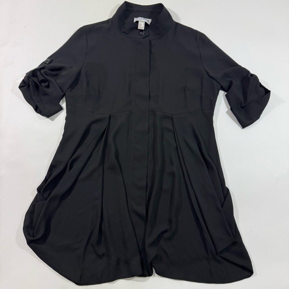 Joseph Ribkoff Button Front Blouse Black Semi Sheer Mock Neck - Picture 1 of 7